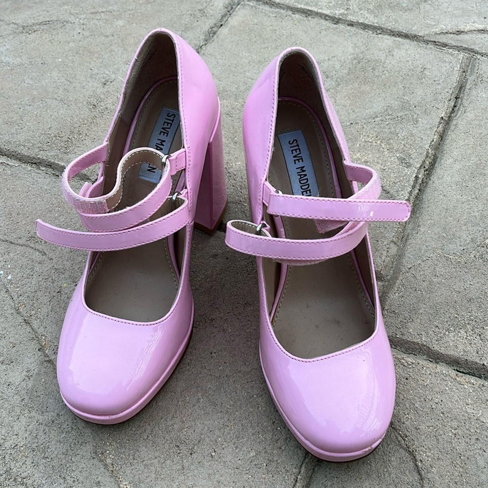 Steve Madden heels platform pink patten leather
